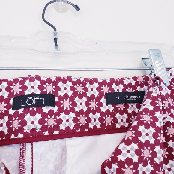 LOFT Pink Print Julie Skinny Pants Size 10 Floral - Picture 8 of 13